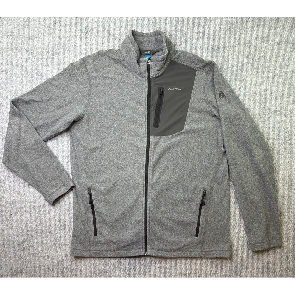 Eddie Bauer First Ascent Jacket Mens Large Tall Gray Full Zip Fleece Hiking LT